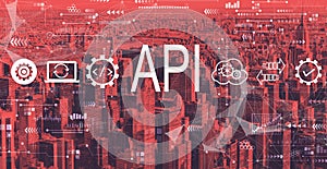 API - application programming interface concept with the New York City