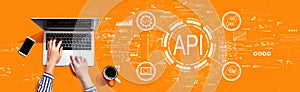 API - application programming interface concept with person using laptop