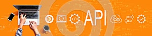 API - application programming interface concept with person using laptop