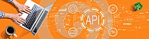 API - application programming interface concept with person using a laptop
