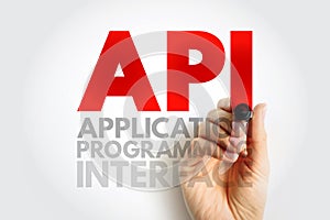 API Application Programming Interface - connection between computers or between computer programs, acronym text concept background