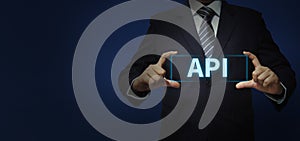 API Application Programming Interface digital concept with Business person