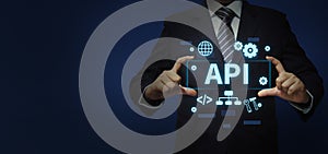 API Application Programming Interface digital concept with Business person photo