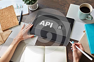 API application programming interface. Internet and technology concept.