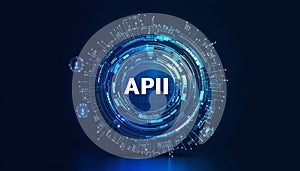 API Application Programming Interface. Software development tool. Business, internet concept
