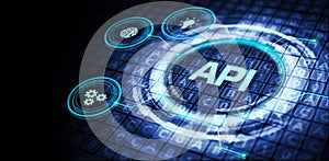 API - Application Programming Interface. Software development tool. Business, modern technology, internet and networking concept