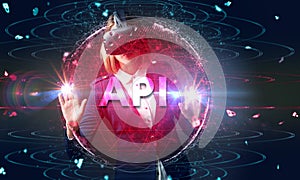 API - Application Programming Interface. Software development tool. Business, modern technology, internet and networking concept