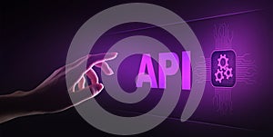 API - Application Programming Interface, software development tool, information technology and business concept.