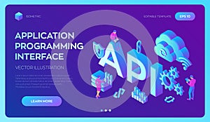 API. Application Programming Interface. Software development tool, information technology concept. Technology process of Software