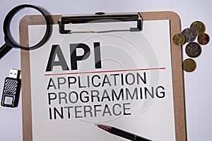 API Application Programming Interface text with drawing on notebook
