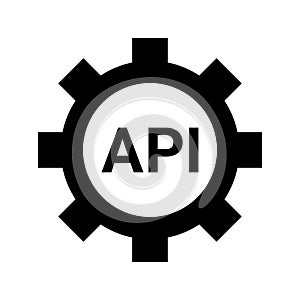 Api, application, software icon. Black vector graphics
