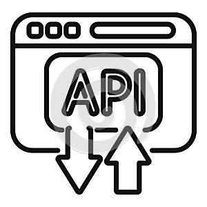 Api change gear icon outline vector. Mobile server