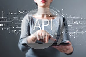 API concept with woman using a tablet