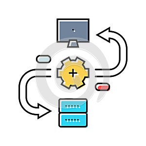 api connection big data color icon vector illustration