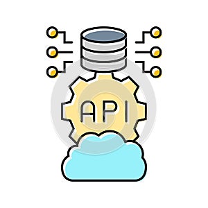 api connection cloud computing color icon vector illustration