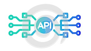 API Connectivity Circuit Board Icon for Tech Integration, vector design Generative AI
