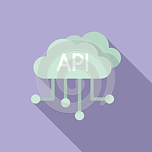 Api data cloud icon flat vector. Gear hosting internet