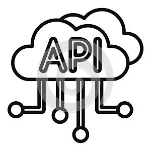 Api data cloud icon outline vector. Gear hosting internet