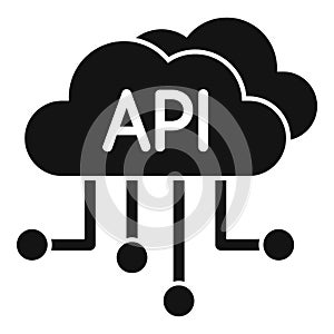 Api data cloud icon simple vector. Gear hosting internet