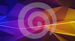 Abstract artwork featuring a dynamic composition of geometric polygons in various