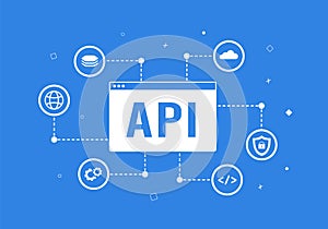 API Gateway Architecture - management tool between client and backend services. Application Programming Interface vector