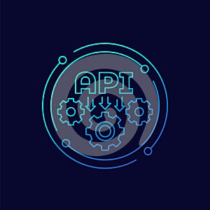 API icon for apps and web, linear design