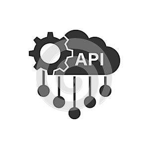API icon in flat style. Software integration vector illustration on isolated background. Algorithm programming sign business