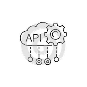 API icon in flat style. Software integration vector illustration on isolated background. Algorithm programming sign business