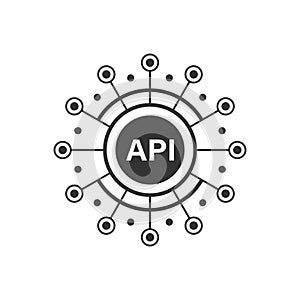 API icon in flat style. Software integration vector illustration on isolated background. Algorithm programming sign business