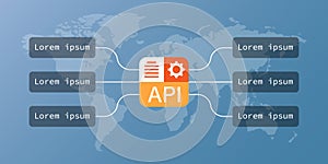 API icon in flat style. Software integration vector illustration on isolated background. Algorithm programming sign business