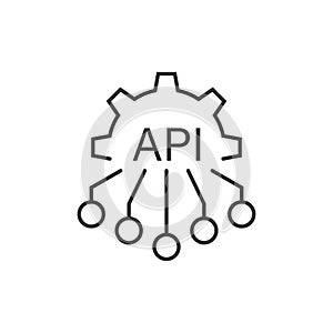 API icon in flat style. Software integration vector illustration on isolated background. Algorithm programming sign business