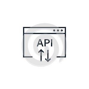 API icon in flat style. Software integration vector illustration on isolated background. Algorithm programming sign business