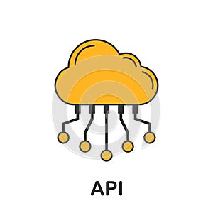 API icon in flat style. Software integration vector illustration on isolated background. Algorithm programming sign business
