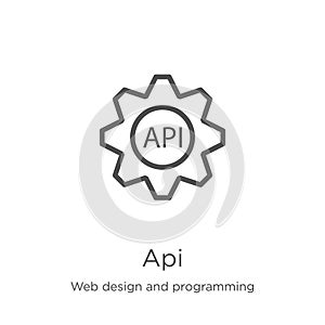 Api icon vector from web design and programming collection. Thin line api outline icon vector illustration. Outline, thin line api