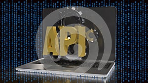 API Integration and Artificial Intelligence Technology Concept on Laptop 3d render