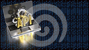 API Integration and Artificial Intelligence Technology Concept on Laptop 3d render