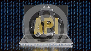 API Integration and Artificial Intelligence Technology Concept on Laptop 3d render