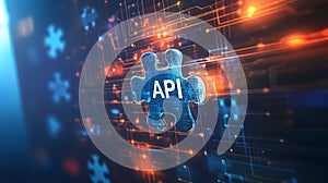 API Integration Concept with Puzzle Piece and Tech Background