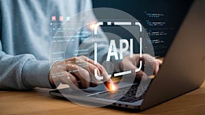 Api integration development concept application programming interface software engineer coding laptop