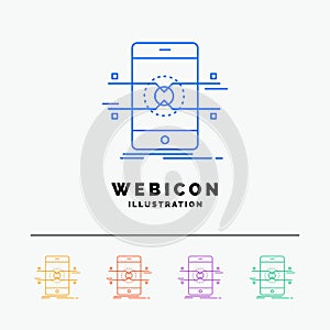 Api, interface, mobile, phone, smartphone 5 Color Line Web Icon Template isolated on white. Vector illustration