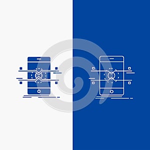 Api, interface, mobile, phone, smartphone Line and Glyph web Button in Blue color Vertical Banner for UI and UX, website or mobile