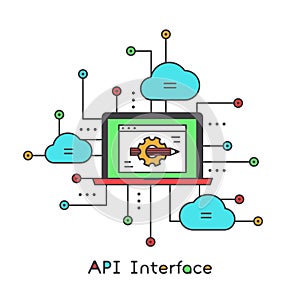 API Interface Vector Icon Style Illustration