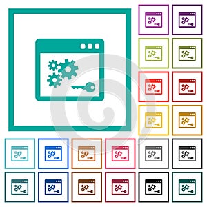 API key flat color icons with quadrant frames photo