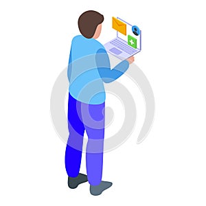 API man icon isometric vector. Web code