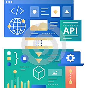 Api modeling icon vector web interface development
