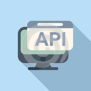 Api monitor icon flat vector. Code gear hosting