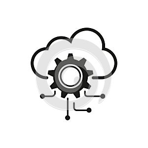 api software icon, cloud integration with gear, hosting server, framework concept. Vector illustration. stock image.