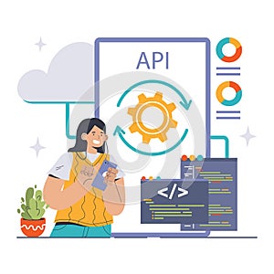 API technology concept. Flat vector illustration