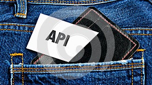API (application program interface). The concept of technology and development. Phrase, words, text API on a