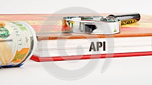 API (application program interface). The concept of technology and development. Phrase, words, text API on the